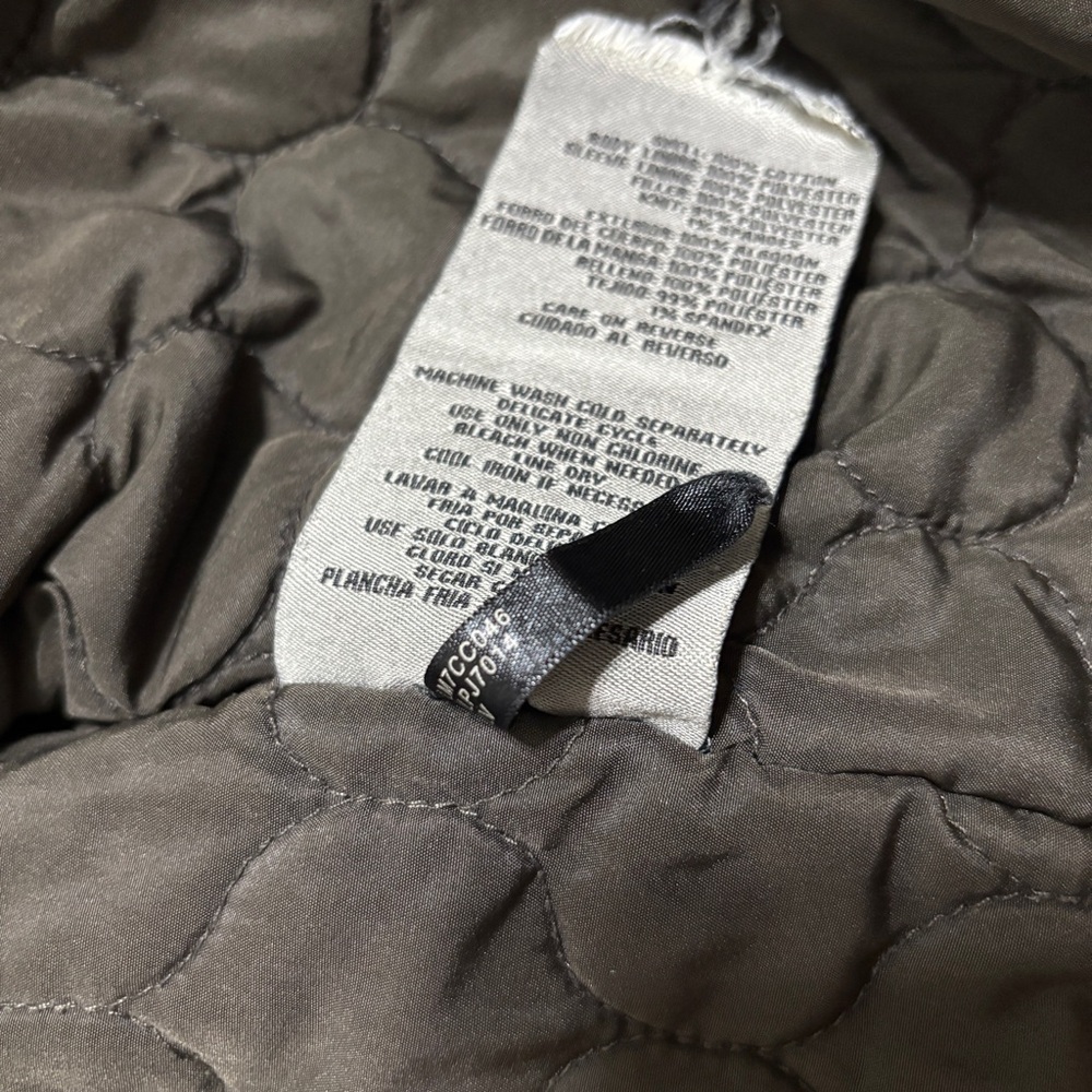 Levi's Men's Brown Quilted Green Military Jacket Zip Button Stand Collar Size L - Picture 11 of 14